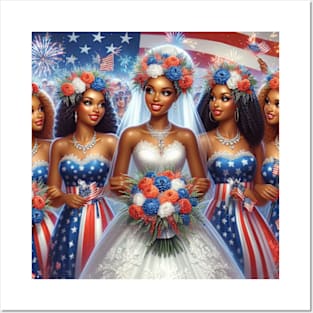 4th of July Bride and Bridesmaids Posters and Art